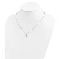 Cheryl M Sterling Silver Rhodium-plated Brilliant-cut CZ Cross Necklace, 18" view 3