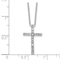 Cheryl M Sterling Silver Rhodium-plated Brilliant-cut CZ Cross Necklace, 18" view 2