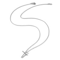 Cheryl M Sterling Silver Rhodium-plated Brilliant-cut CZ Cross Necklace, 18" view 4