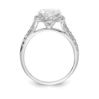 Cheryl M Sterling Silver Rhodium-plated Brilliant-cut CZ Round Halo Ring with Side Stones view 2