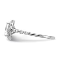 Cheryl M Sterling Silver Rhodium-plated Brilliant-cut CZ Round Halo Ring with Side Stones view 3