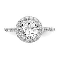 Cheryl M Sterling Silver Rhodium-plated Brilliant-cut CZ Round Halo Ring with Side Stones view 5