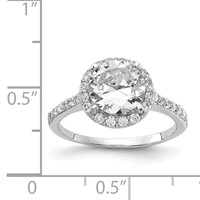 Cheryl M Sterling Silver Rhodium-plated Brilliant-cut CZ Round Halo Ring with Side Stones view 4