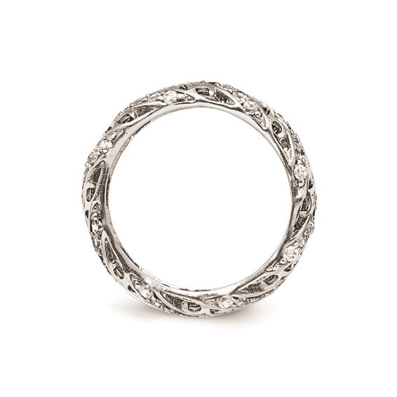 Sterling Silver CZ Lines & Swirls Ring
