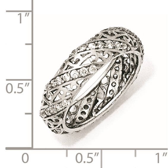 Sterling Silver CZ Lines & Swirls Ring