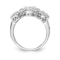 Cheryl M Sterling Silver Rhodium-plated Brilliant-cut CZ Three Stone Halo Ring view 2