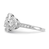 Cheryl M Sterling Silver Rhodium-plated Brilliant-cut CZ Three Stone Halo Ring view 3