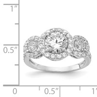 Cheryl M Sterling Silver Rhodium-plated Brilliant-cut CZ Three Stone Halo Ring view 4