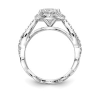Cheryl M Sterling Silver Rhodium-plated Brilliant-cut Round CZ Halo Center and Twisted Design Ring view 2
