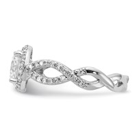 Cheryl M Sterling Silver Rhodium-plated Brilliant-cut Round CZ Halo Center and Twisted Design Ring view 3