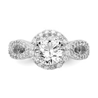 Cheryl M Sterling Silver Rhodium-plated Brilliant-cut Round CZ Halo Center and Twisted Design Ring view 5
