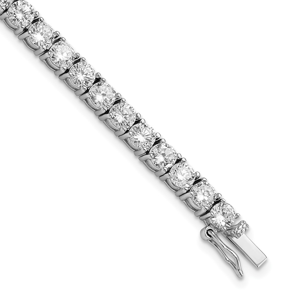 Sterling Silver Cheryl M Rhodium-plated Polished Fancy CZ Tennis Bracelet
