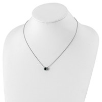 Cheryl M Sterling Silver Rhodium-plated Brilliant-cut Green Glass and Brilliant-cut White CZ Halo Necklace, 18" view 3