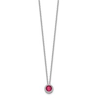 Cheryl M Sterling Silver Rhodium-plated Brilliant-cut Lab Created Ruby and Brilliant-cut White CZ Round Halo Necklace, 18" view 2