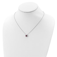 Cheryl M Sterling Silver Rhodium-plated Brilliant-cut Lab Created Ruby and Brilliant-cut White CZ Round Halo Necklace, 18" view 4