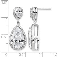 Cheryl M Sterling Silver Rhodium-plated Fancy Brilliant-cut Pear Shaped CZ Post Dangle Earrings view 4