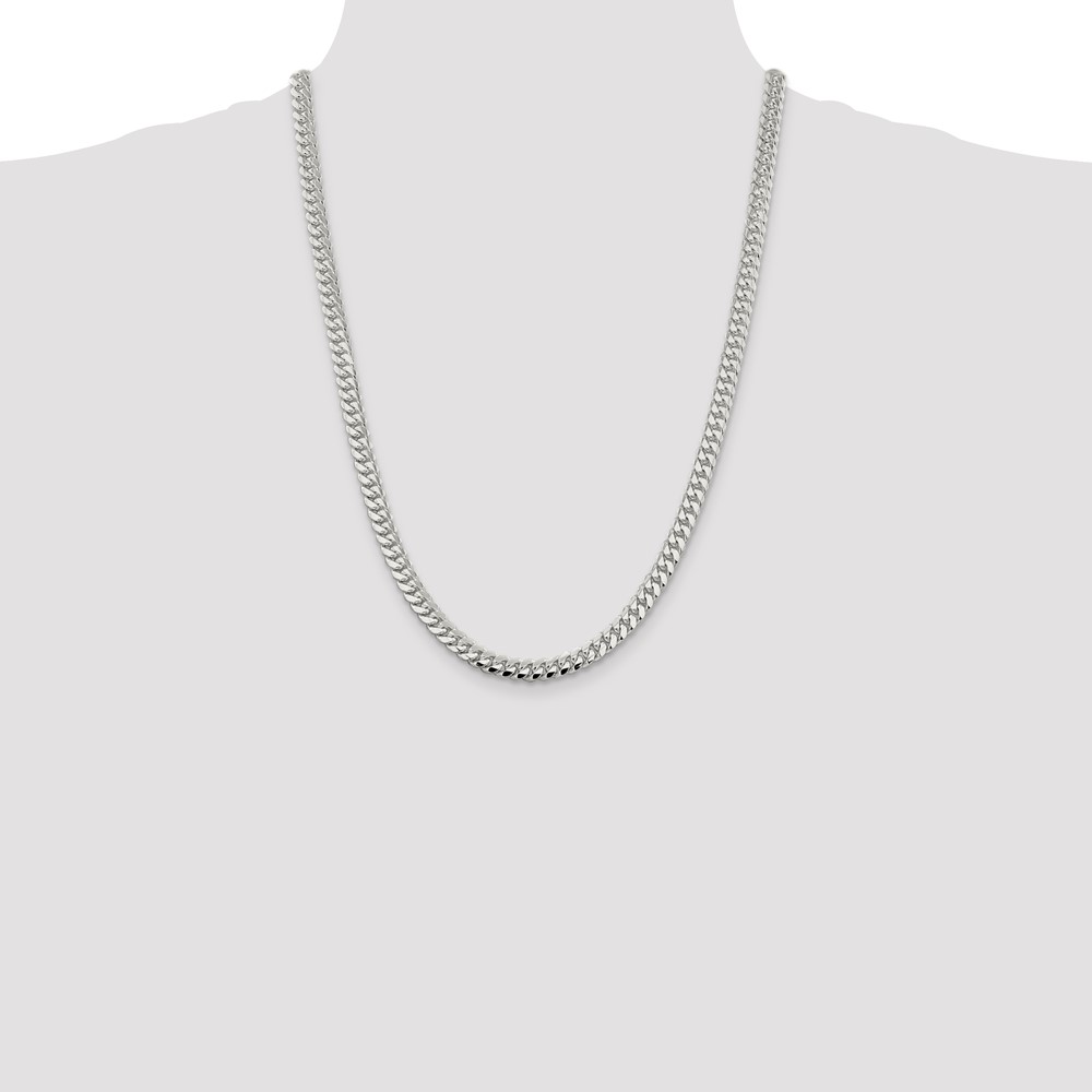 Sterling Silver 6.4mm Polished Domed Curb Chain (QDB180-24)
