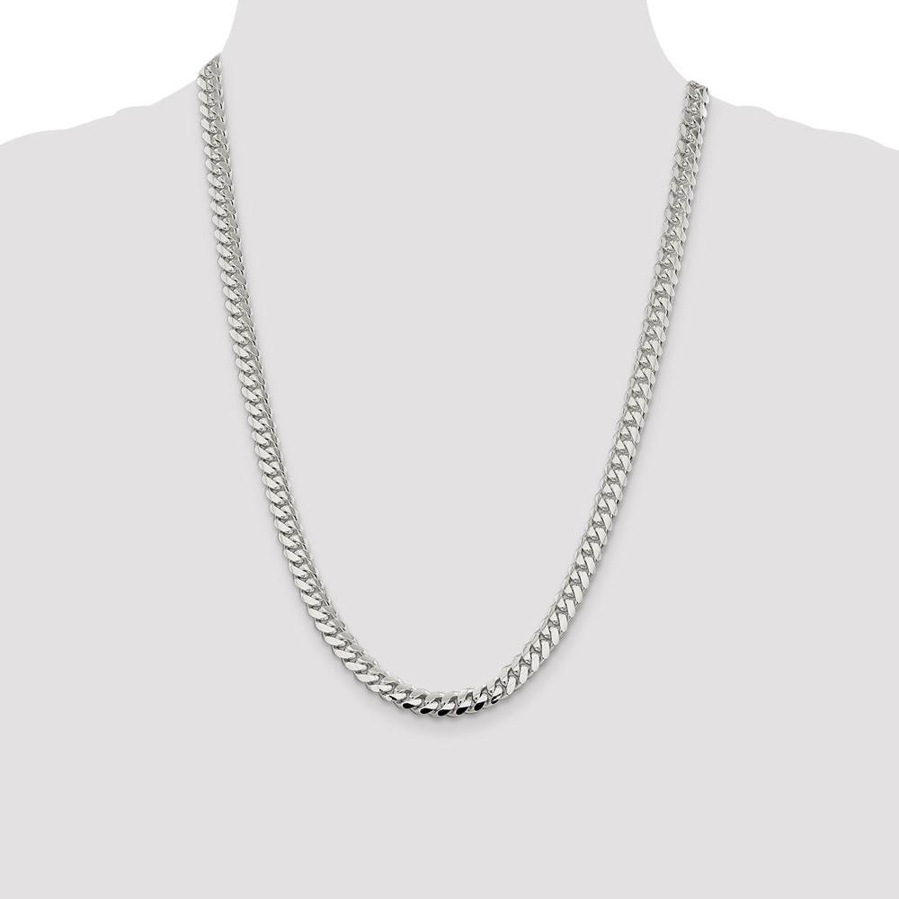 Sterling Silver 7.0mm Polished Domed Curb Chain (QDB200-24)