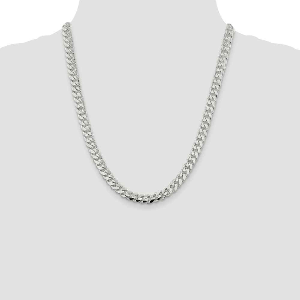 Sterling Silver 7.8mm Polished Domed Curb Chain (QDB220-22)