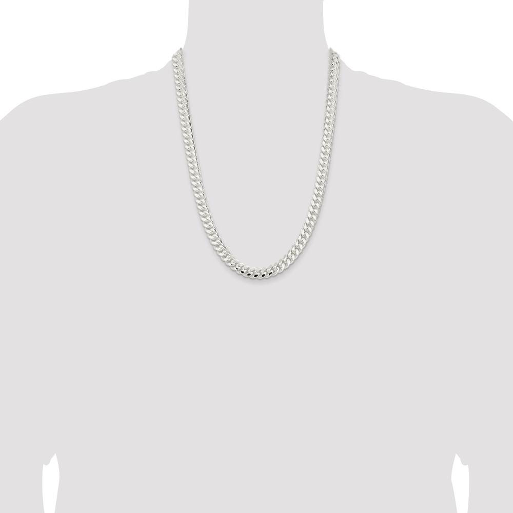 Sterling Silver 9mm Polished Domed Curb Chain (QDB250-24)