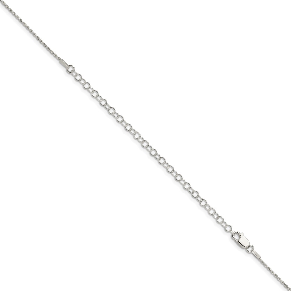 Sterling Silver 1.2mm Diamond-cut Rope Chain w/4in ext. (QDC015E-22)