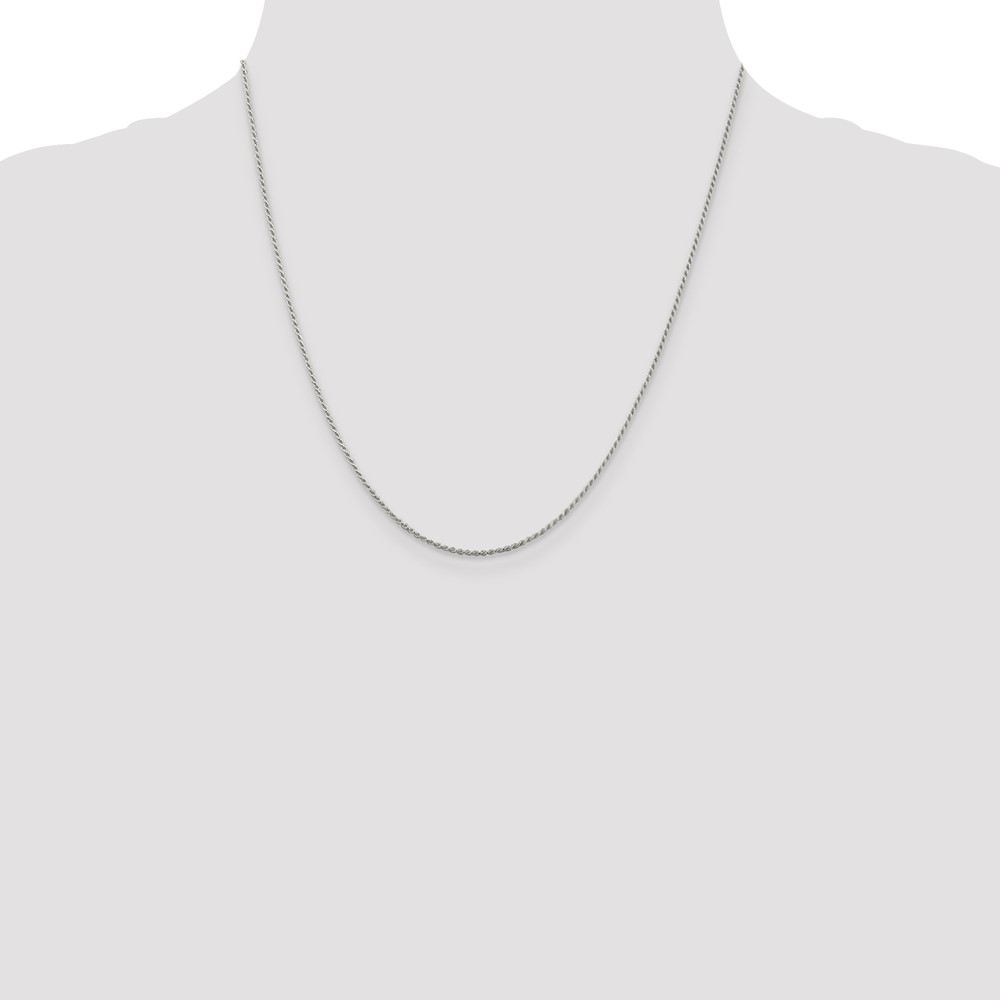 Sterling Silver Rhodium-plated 1.1mm Diamond-cut Rope Chain (QDC015R-20)