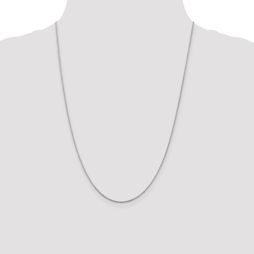 Sterling Silver Rhodium-plated 1.1mm Diamond-cut Rope Chain (QDC015R-24)