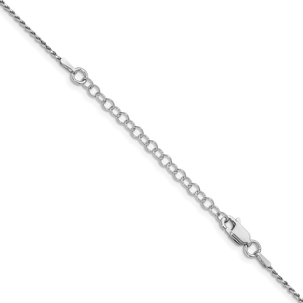 Sterling Silver Rhodium-plated 1.1mm Diamond-cut Rope Chain w/2in ext. (QDC015RH-18)