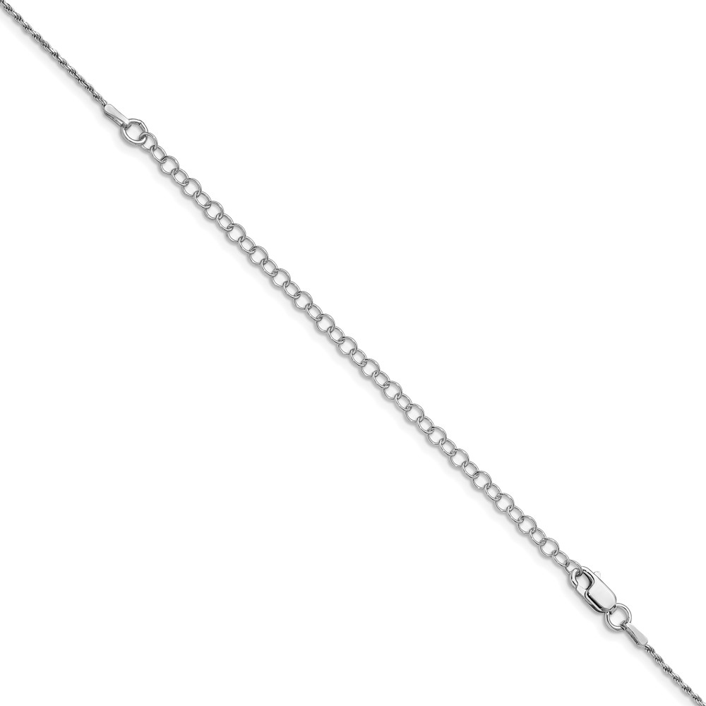 Sterling Silver Rhodium-plated 1.1mm Diamond-cut Rope Chain w/4in ext. (QDC015RH-22)