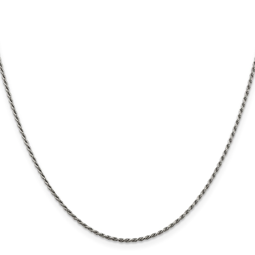 Sterling Silver Rhodium-plated 1.5mm Diamond-cut Rope Chain (QDC020R-16)