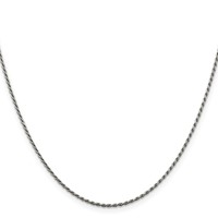 Sterling Silver Rhodium-plated 1.5mm Diamond-cut Rope Chain view 2