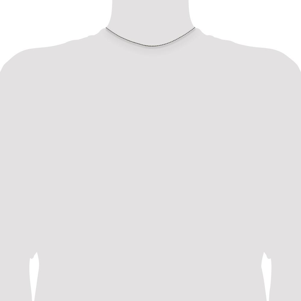 Sterling Silver Rhodium-plated 1.5mm Diamond-cut Rope Chain (QDC020R-14)