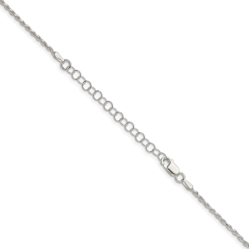 Sterling Silver 1.7mm Diamond-cut Rope Chain w/2in ext. (QDC025E-18)