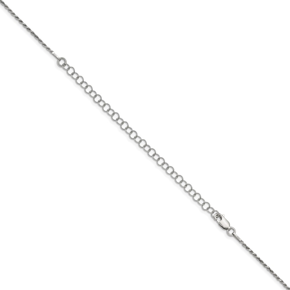 Sterling Silver 1.7mm Diamond-cut Rope Chain w/4in ext. (QDC025E-22)