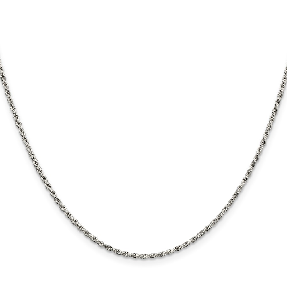 Sterling Silver Rhodium-plated 1.7mm Diamond-cut Rope Chain (QDC025R-20)