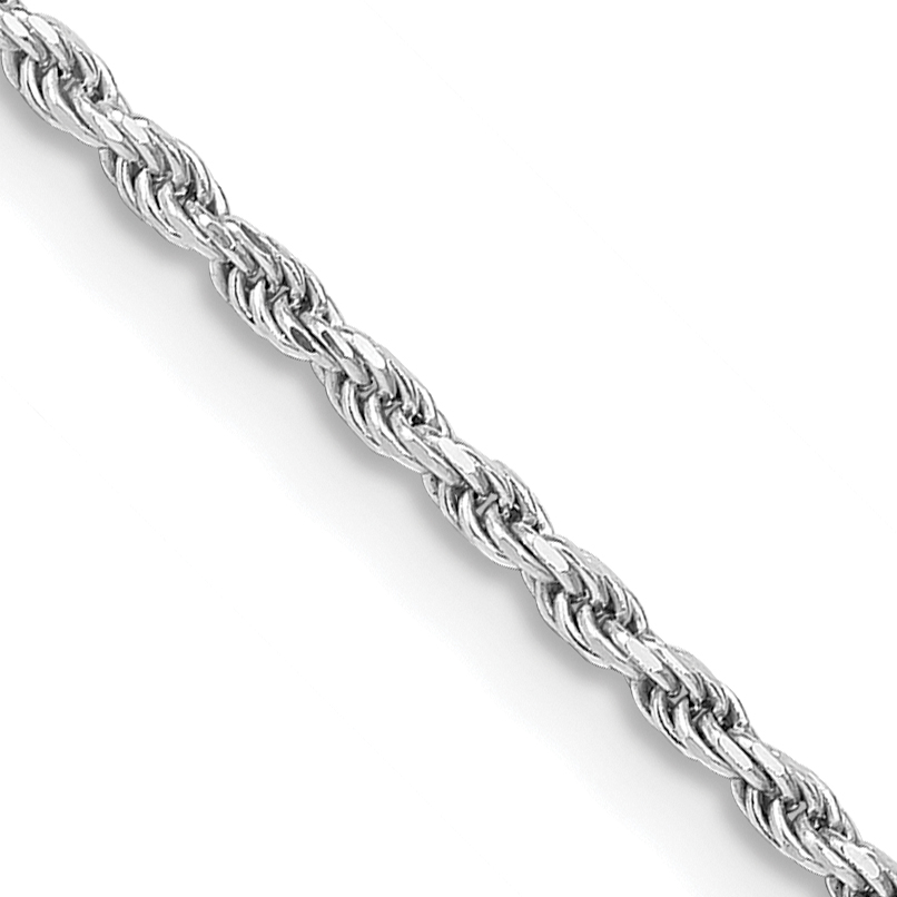 Sterling Silver Rhodium-plated 1.7mm Diamond-cut Rope Chain (QDC025R-18)