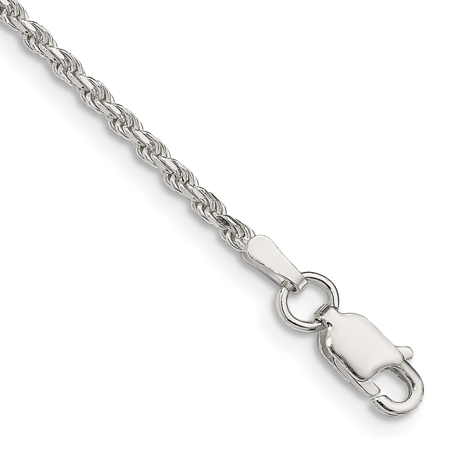 Sterling Silver 1.85mm Diamond-cut Rope Chain Anklet (QDC030-10)