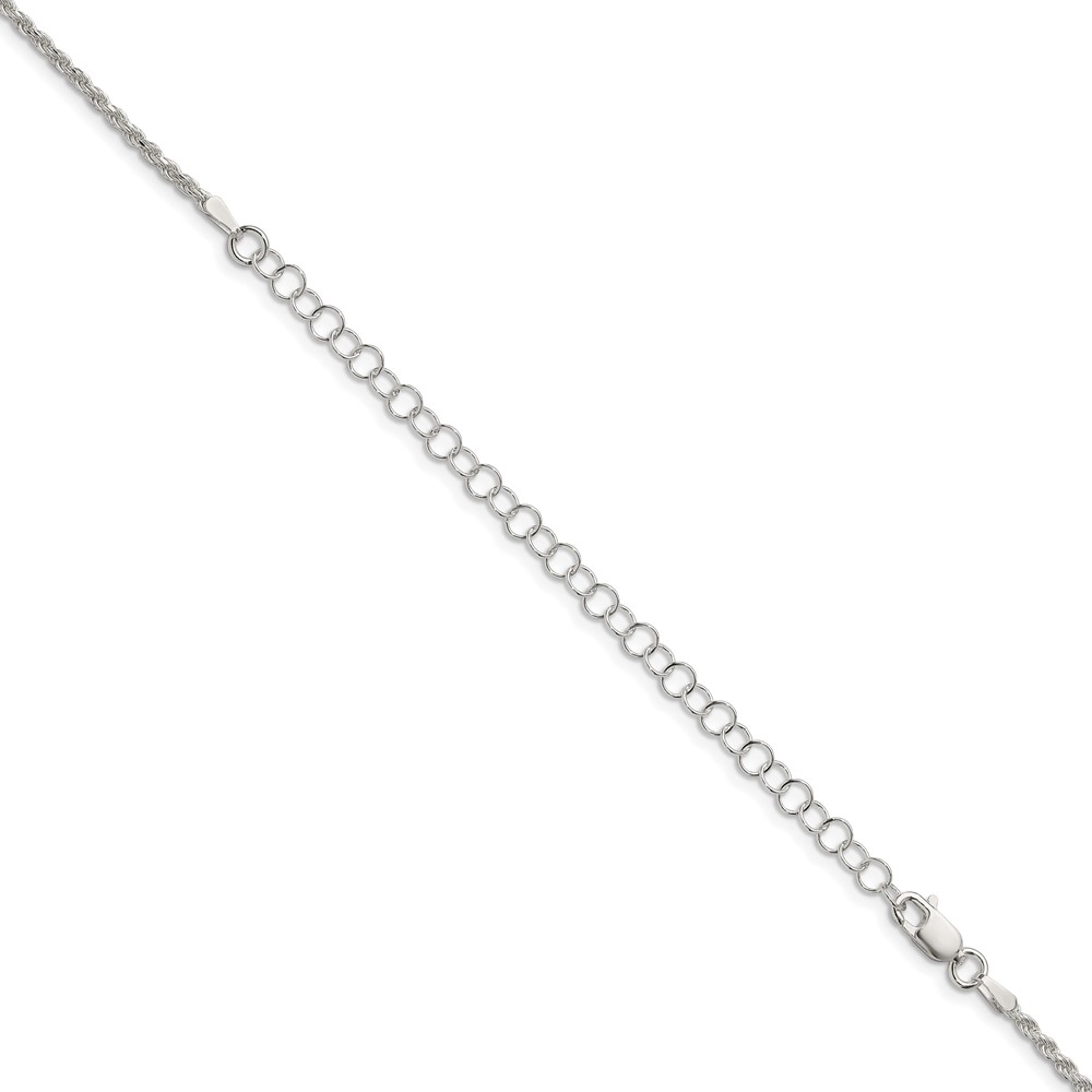 Sterling Silver 1.85mm Diamond-cut Rope Chain w/4in ext. (QDC030E-22)