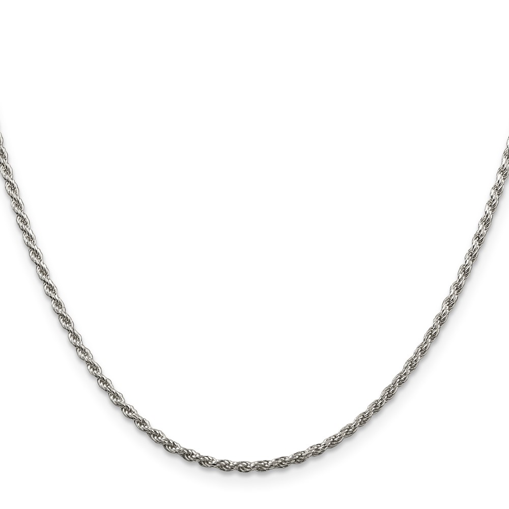 Sterling Silver Rhodium-plated 1.85mm Diamond-cut Rope Chain (QDC030R-30)
