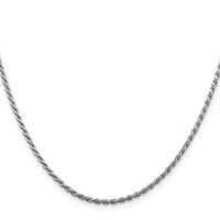 Sterling Silver Rhodium-plated 1.85mm Diamond-cut Rope Chain view 2