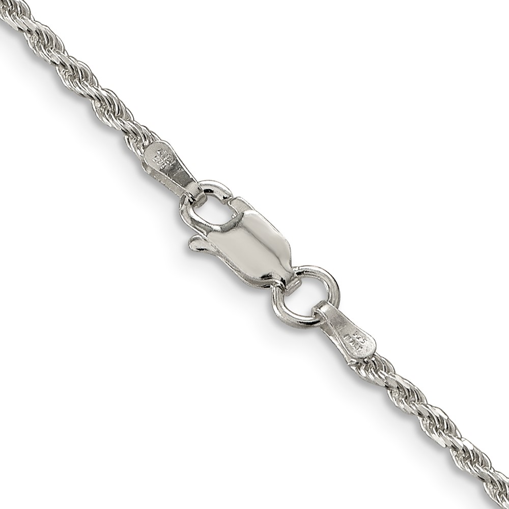 Sterling Silver Rhodium-plated 1.85mm Diamond-cut Rope Chain (QDC030R-30)