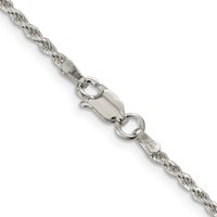 Sterling Silver Rhodium-plated 1.85mm Diamond-cut Rope Chain view 3