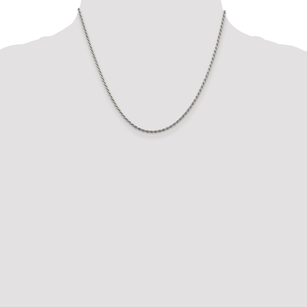 Sterling Silver Rhodium-plated 1.85mm Diamond-cut Rope Chain (QDC030R-18)