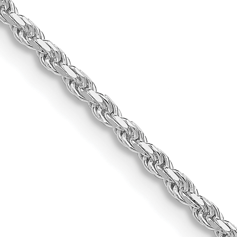 Sterling Silver Rhodium-plated 1.85mm Diamond-cut Rope Chain (QDC030R-20)
