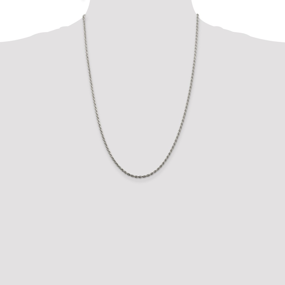 Sterling Silver 2.25mm Diamond-cut Rope Chain (QDC050-24)