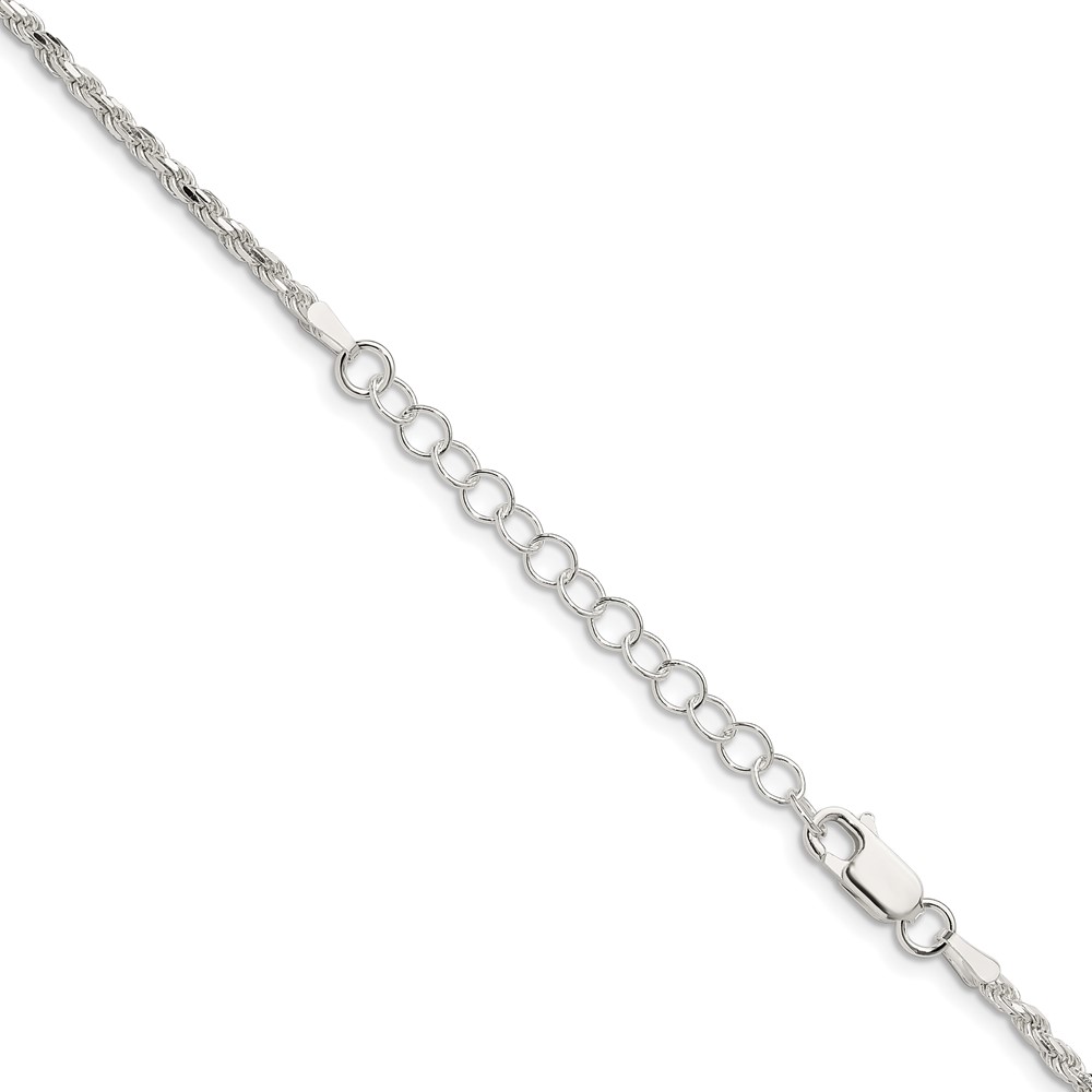 Sterling Silver 2.25mm Diamond-cut Rope Chain w/2in ext. (QDC050E-18)