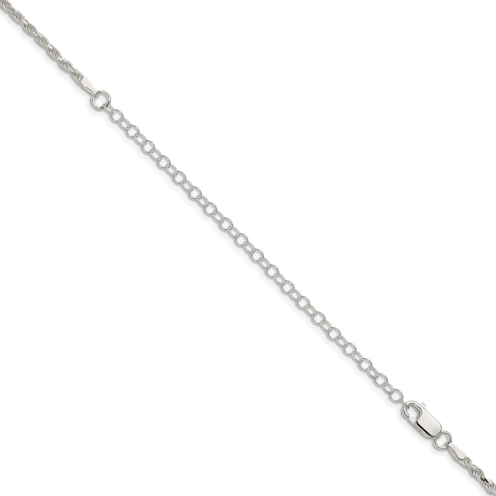 Sterling Silver 2.25mm Diamond-cut Rope Chain w/4in ext. (QDC050E-22)