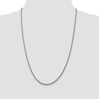 Sterling Silver Rhodium-plated 2.25mm Diamond-cut Rope Chain view 2