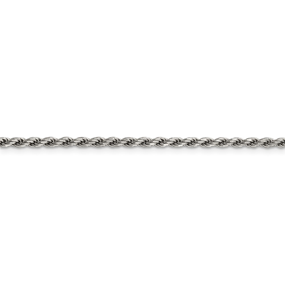 Sterling Silver Rhodium-plated 2.25mm Diamond-cut Rope Chain (QDC050R-30)