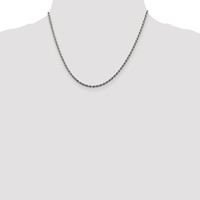 Sterling Silver Rhodium-plated 2.25mm Diamond-cut Rope Chain view 4